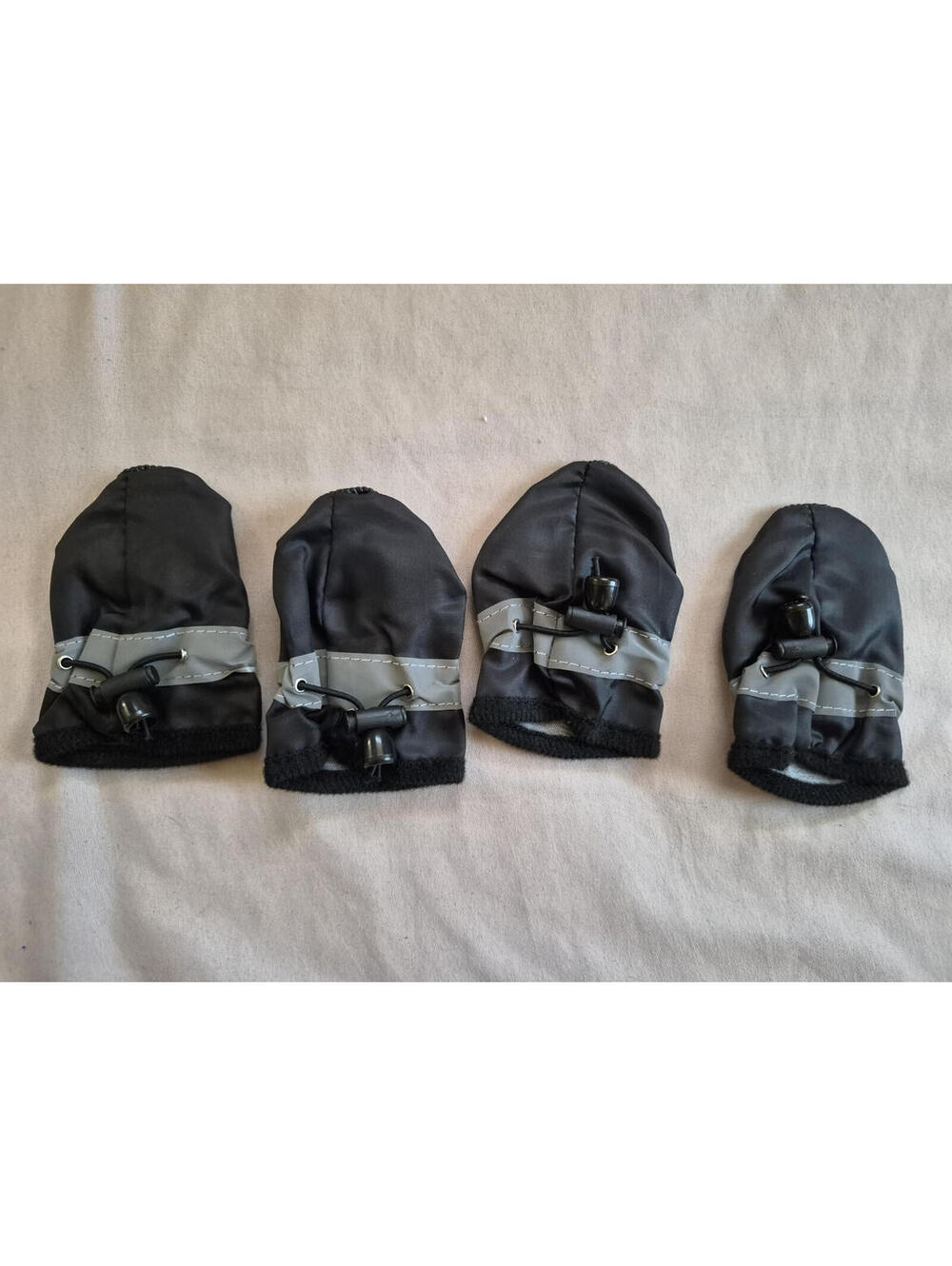 Black Gray Dog Boots Shoes Set High Visibility Paw Protectors Reflective